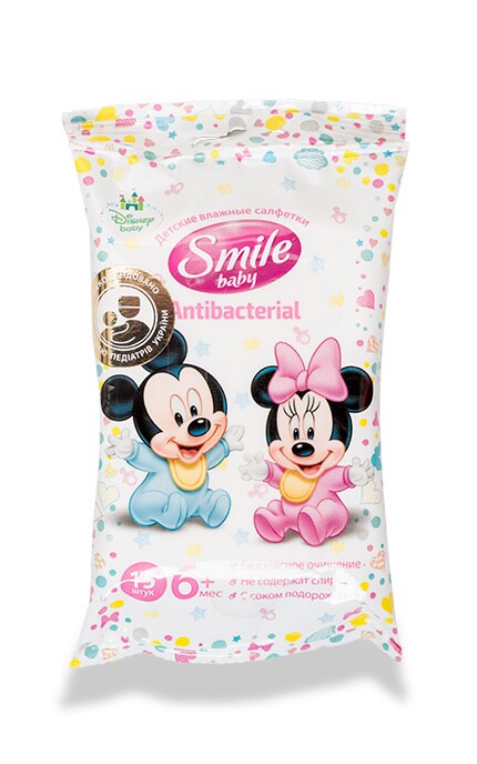 SMILE-Вологі серветки Smile Baby Antibacterial 6+ місяців-4823071626810