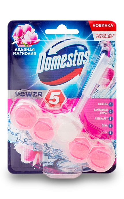 DOMESTOS-Блок для унітаза Domestos Power 5 Крижана магнолія-8710447326008
