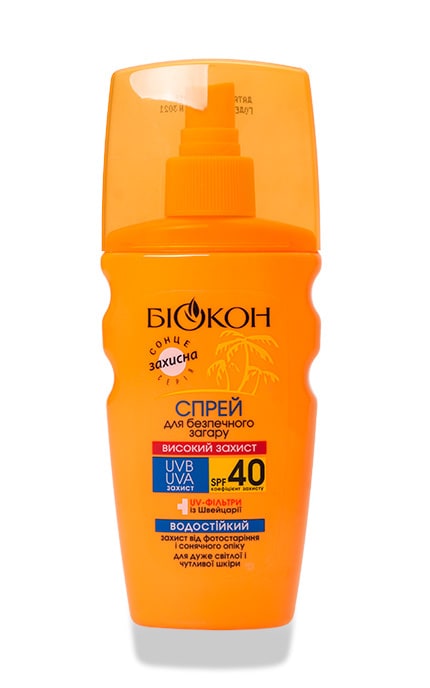 БІОКОН-Спрей Біокон для безпечної засмаги SPF-40 Високий захист, 160 мл-4820008318411