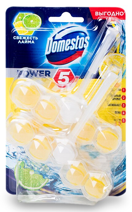 DOMESTOS-Блок для унитаза Domestos Power 5 Свежесть лайма-8710447326039
