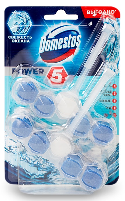 DOMESTOS-Блок для унітаза Domestos Power 5 Свіжість океану-8710447326060