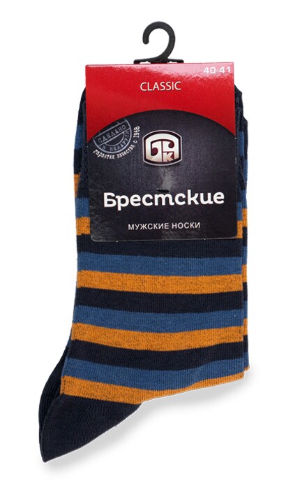 БЧК-Носки мужские размер 40-41 сине-желтые в полоску-4810089335803