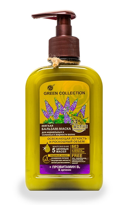 GREEN COLLECTION-Маска-бальзам Green Collection Освежающая лёгкость и роскошный объём-4823080003138