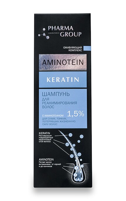 Шампунь для волос Pharma Group для реанимирования волос с аминотеином и кератином 150 мл