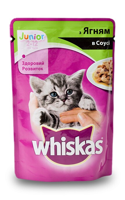 Консерва для котят 2-12 месяцев Whiskas с ягненком в соусе 100 г