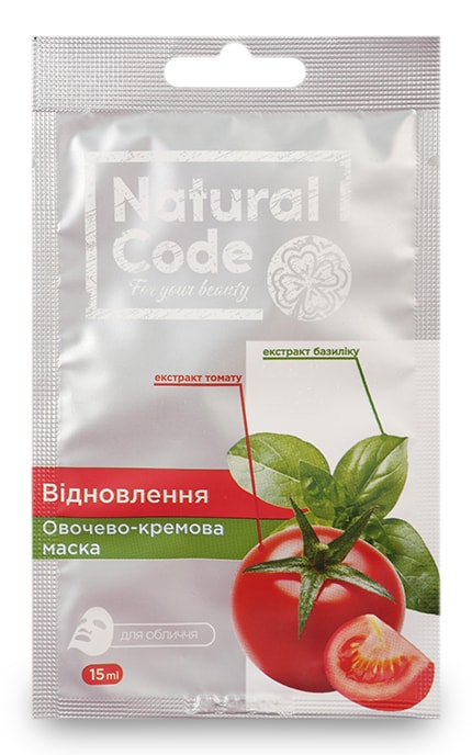 NATURAL CODE-Маска для лица Natural Code Восстанавливающая овоще-кремовая с экстрактом томата и базилика -4820185221610