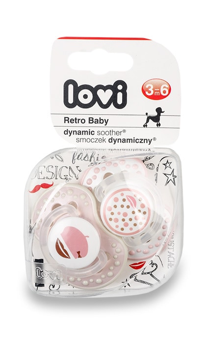 LOVI-Пустушка силіконова динамічна для дитини 3-6 місяців Lovi Retro Baby-5903407228044