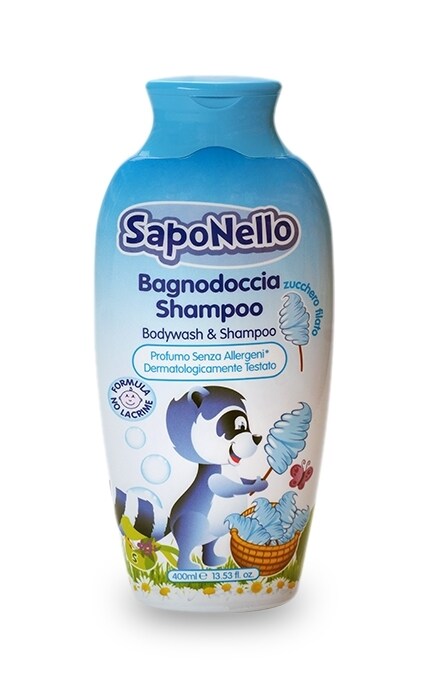 Шампунь и пена для ванны SapoNello Bagnodoccia Shampoo Zucchero Filato детский 400 мл