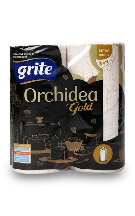 GRITE-Рушники паперові Grite Orchidea Gold тришарові -4770023348415