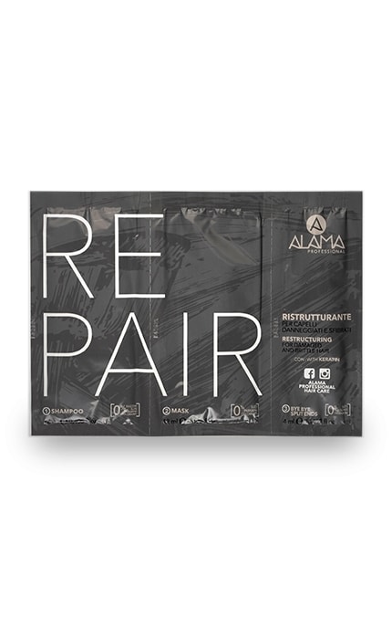 ALAMA-Саше Alama Professional Repair Шампунь Маска + Сыворотка С кератином Для поврежденных и ослабленных волос-8008277188690