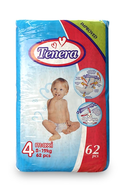 Подгузники детскиеTenera Premium Jumbo Pack Maxi 62 шт