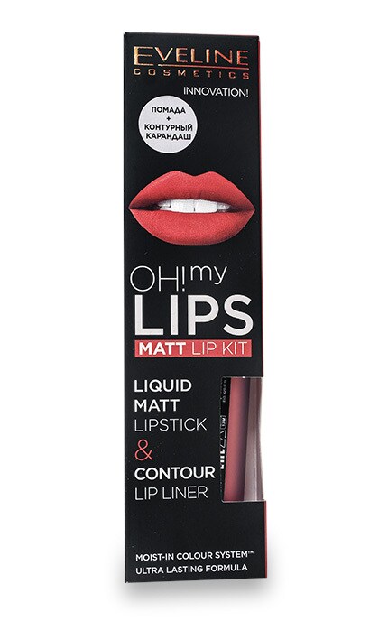 EVELINE-Набір Eveline Cosmetics Oh! My Lip: матова рідка помада + контурний олівець для губ, 07 - Baby Nude-5901761969658