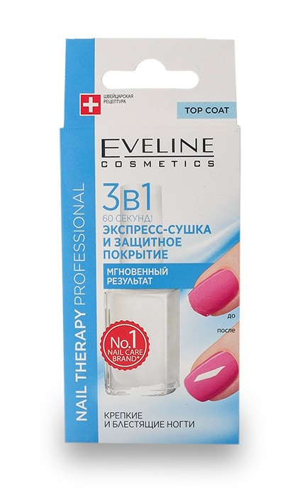 Экспресс-сушка и защитное покрытие для ногтей Eveline Cosmetics Nail 60 Секунд 3 в 1 12 мл