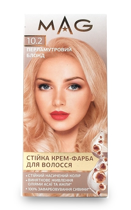 M.A.G.-Крем-краска для волос устойчивая M.A.G. оттенок 10.2 перламутровый блонд 120 мл-4823001606288