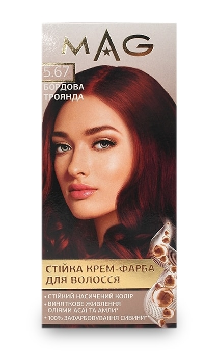 M.A.G.-Крем-краска для волос устойчивая M.A.G. оттенок 5.67 бордовая роза 120 мл-4823001606134