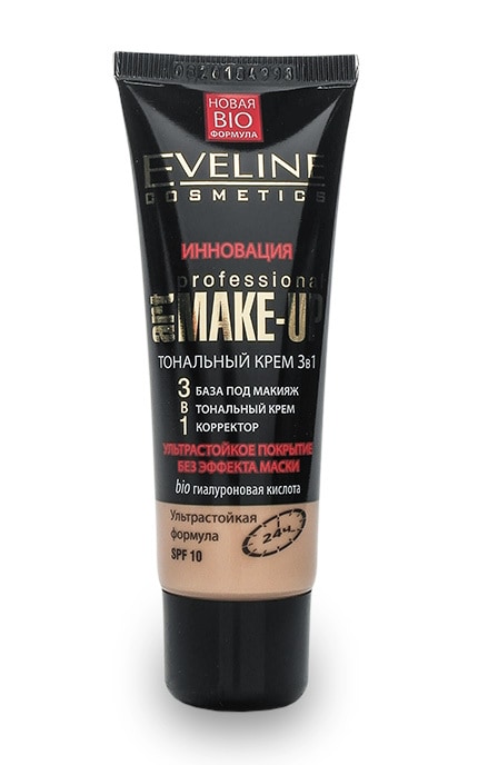 EVELINE-Ультрастійкий тональний крем Eveline Cosmetics 3 в 1 Art Professional Make Up SPF-10, світлий бежевий-5907609336682