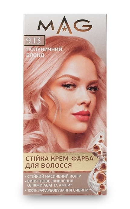 M.A.G.-Крем-краска для волос устойчивая M.A.G. оттенок 9.13 клубничный блонд 120 мл-4823001606295