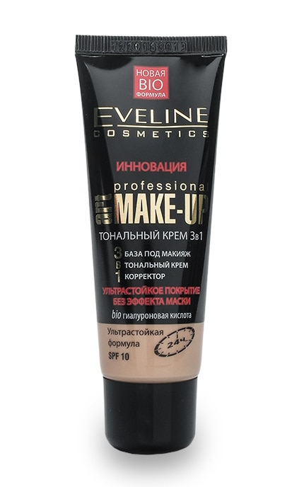 EVELINE-Ультрастійкий тональний крем Eveline Cosmetics 3 в 1 Art Professional Make Up SPF-10, пастельний-5907609336897