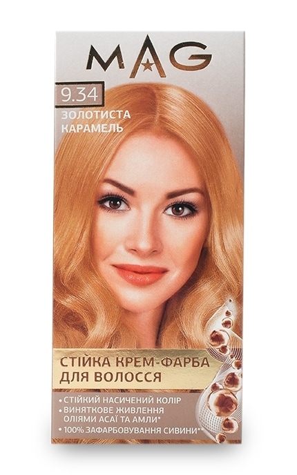 M.A.G.-Крем-фарба для волосся стійка M.A.G. відтінок 9.34 золотиста карамель 120 мл-4823001606264