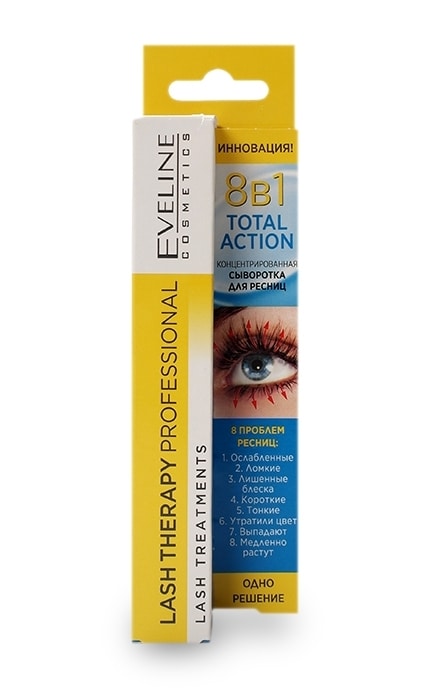Сыворотка концентрированная для ресниц Eveline Lash Therapy Professional 8 в 1 Total Action 10 мл