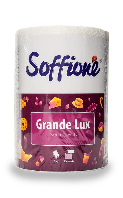 SOFFIONE-Полотенца бумажные Soffione Grande Lux, белые 3-х слойные с гильзой-4820003834725