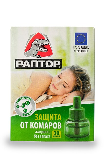 РАПТОР-Засіб від комарів Raptor 30 ночей Рідина для фумігатора без запаху-4820184440401