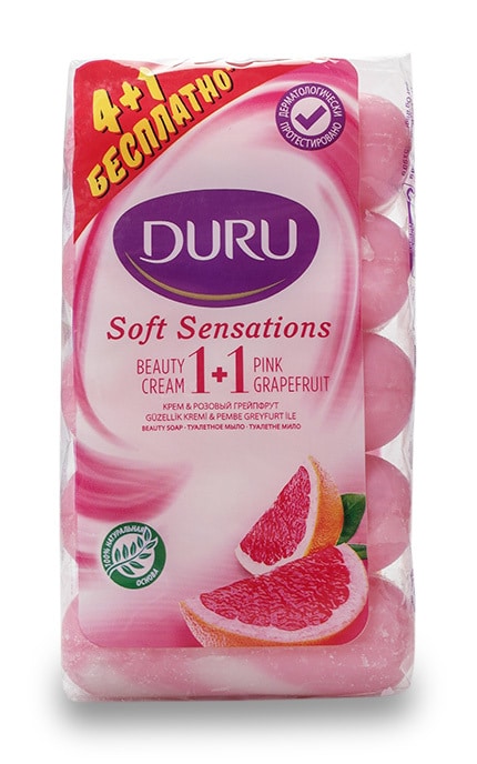 DURU-Мыло Duru Soft Sensations Крем + Розовый грейпфрут, 4 + 1 бесплатно-1231816