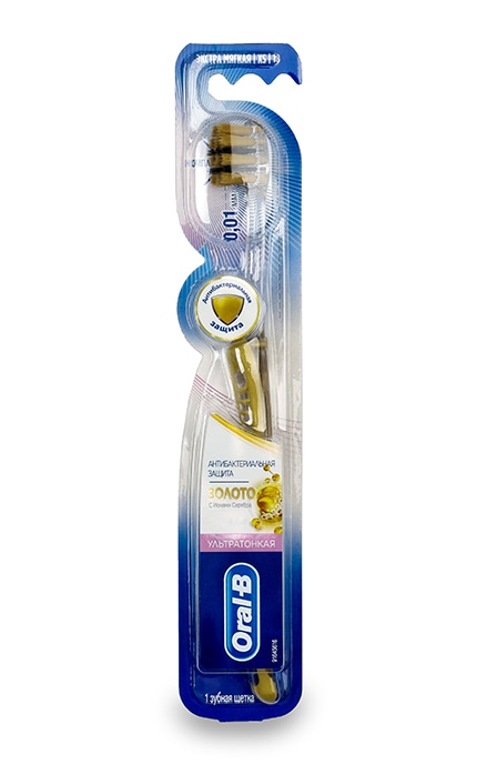 ORAL-B-Зубная щетка Ультратонкая Oral-B Антибактериальная защита Золото-3014260099503