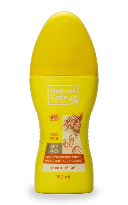 NATURAL CODE-Солнцезащитный спрей для загара водостойкий Natural Code SPF 40 Для детей и взрослых-4820160038325