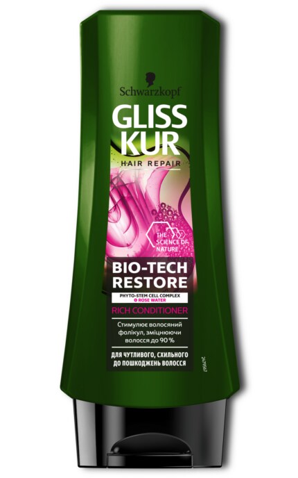 GLISS KUR-Кондиціонер Gliss Kur Bio-Tech Restore для чутливого волосся, схильного до пошкоджень-4015100298208