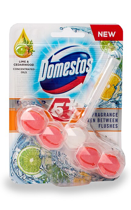 DOMESTOS-Блок для унитаза Domestos Лайм и кедр-8710447415672