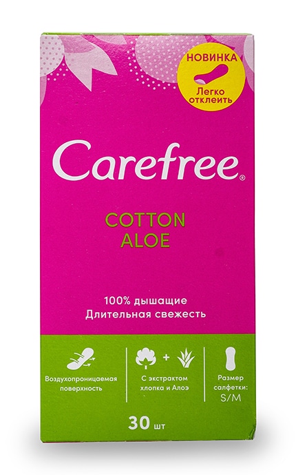 CAREFREE-Серветки гігієнічні щоденні Carefree Cotton Aloe-3574661565040