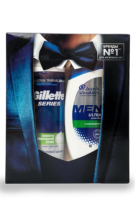 HEAD and SHOULDERS-Подарочный набор Head & Shoulders Шампунь против перхоти Head & Shoulders Sports Fresh + Пена для бритья Gillette-8001090953155