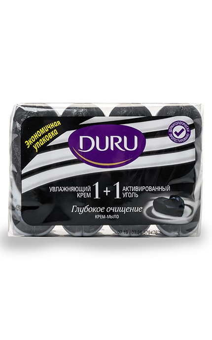 DURU-Крем-мыло Duru 1+1 Активированный уголь и увлажняющий крем экопак-8690506497316