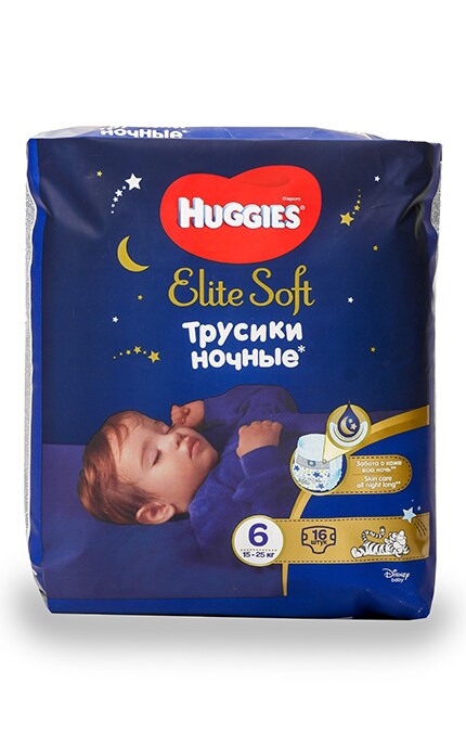 HUGGIES-Трусики-подгузники детские Huggies Elite Soft Ночные размер 6, 16 шт-5029053548180