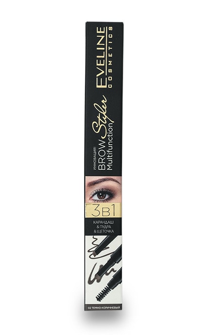 EVELINE-Стайлер для брів Eveline Cosmetics Brow Styler 3 in1 Multifunction, 02 - Dark Brown -5901761966732