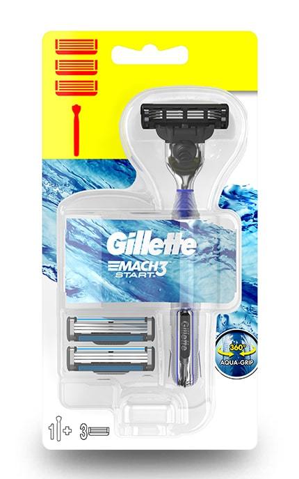 GILLETTE MACH-3-Мужская бритва Gillette Mach3 Start + 3 сменных картриджа-7702018464005