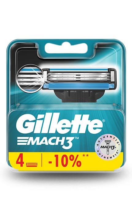 GILLETTE MACH-3-Сменные картриджи для бритья Gillette Mach 3 (4 шт)-3014260243531