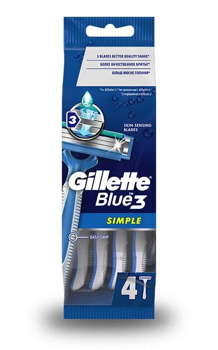 GILLETTE-Одноразові чоловічі бритви Gillette Blue Simple 3, 4 шт-7702018429622