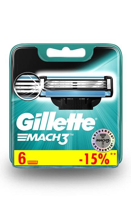 GILLETTE MACH-3-Сменные картриджи для бритья Gillette Mach 3, 6 шт-7702018408832