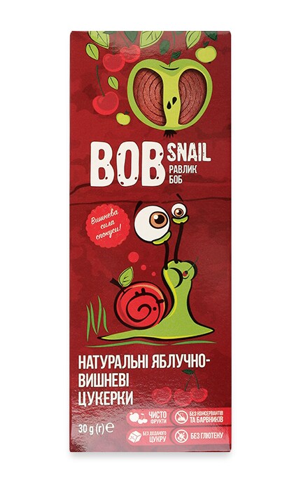 BOB SNAIL-Цукерки Bob Snail Равлик Боб Натуральні яблучно-вишневі Без цукру-4820162520286