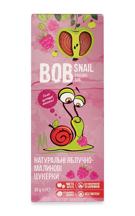 BOB SNAIL-Конфеты Bob Snail Улитка Боб Натуральные яблочно-малиновые Без сахара-4820162520309