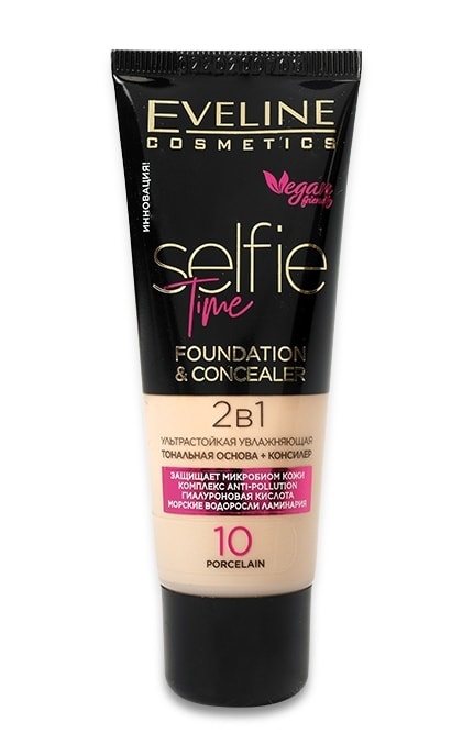 EVELINE-Тональна основа-коректор Eveline Cosmetics Selfie Time 2in1 тон 10 Porcelain-5903416004790