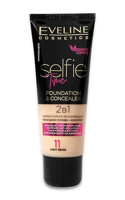 EVELINE-Тональная основа + консилер Eveline Selfie Time 2 в 1, 11 - Light Beige-5903416004806