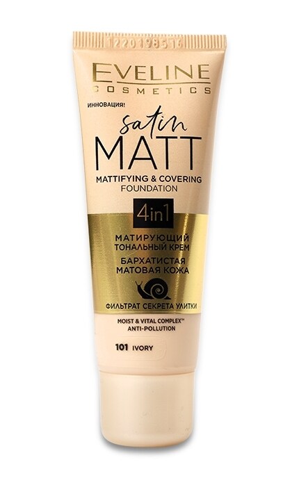EVELINE-Тональный крем Eveline Cosmetics Satin Matt 4in1 матирующий тон 101 Ivory -5901761997613