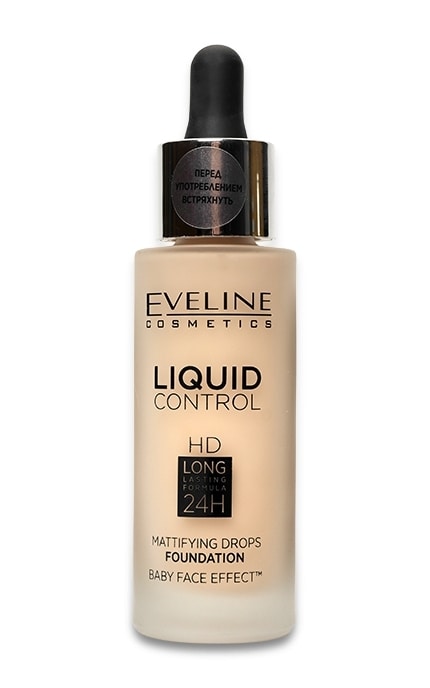 EVELINE-Тональна основа Eveline Cosmetics Liquid Control HD Mattifying Drops Foundation тон 020 Rose Beige -5901761937251