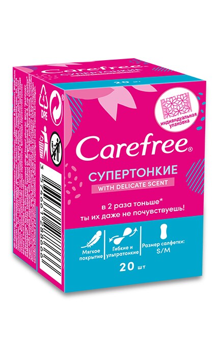 CAREFREE-Ежедневные прокладки Carefree супертонкого with Cotton feel-3574661288666