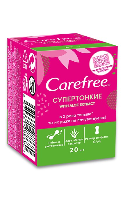 CAREFREE-Ежедневные прокладки Carefree супертонкого with Aloe extract-3574661288680