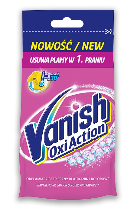 VANISH-Жидкий уничтожитель пятен для тканей Vanish Oxi Action саше-5900627007886