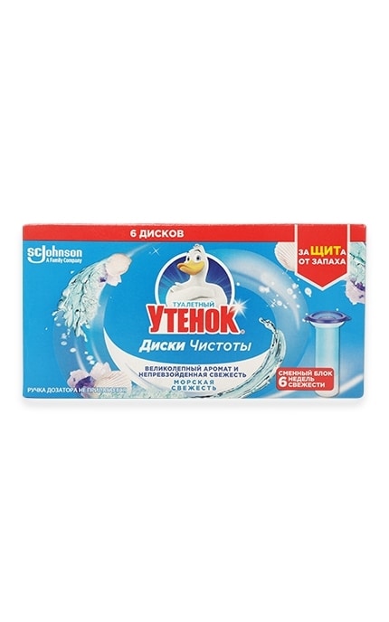 ТУАЛЕТНЫЙ УТЕНОК ГЕЛЬ-Диски чистоты для унитаза Туалетный Утенок Морская свежесть-5000204157253